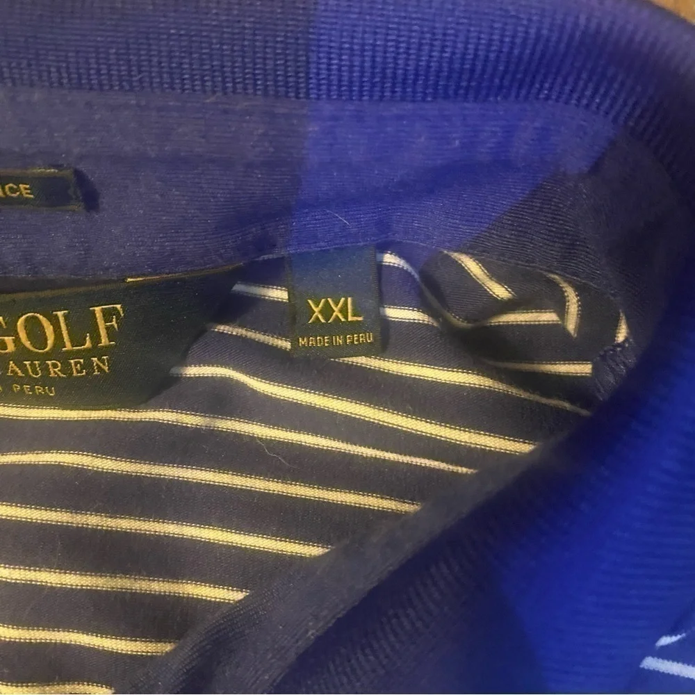 RARE Really Clean Ralph Lauren Polo Golf Mens Shirt Size XXL Blue/White